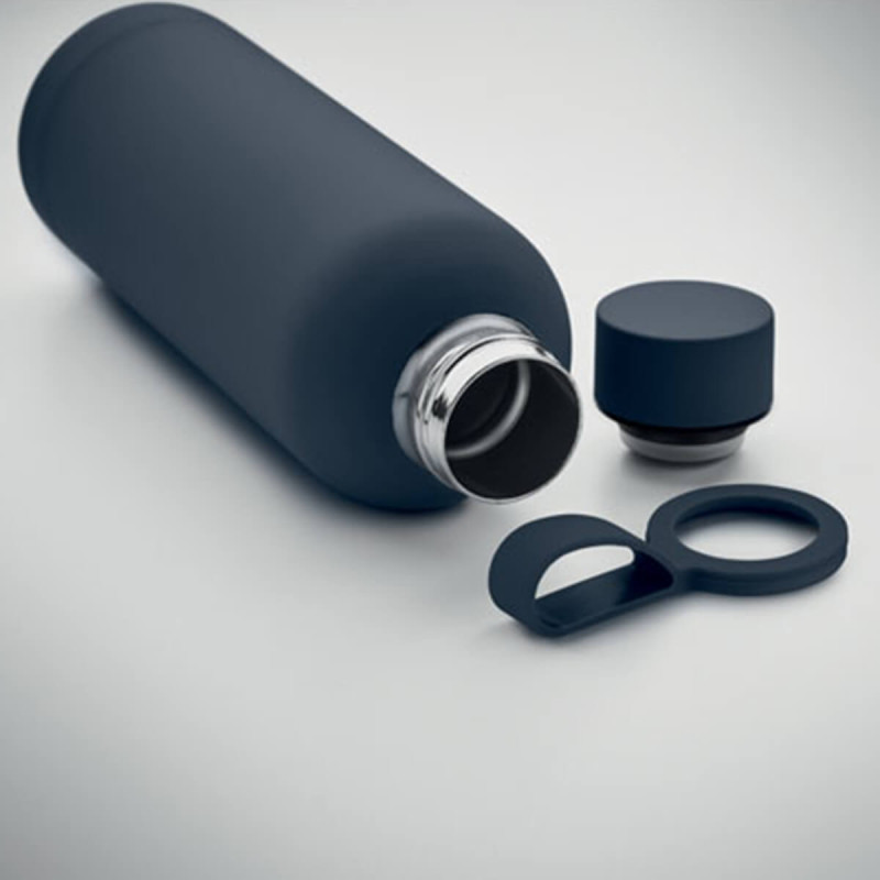 Vakuumska flaška termo iz rec. nerjavečega jekla z gumiranim zaključkom, silikonskim ročajem. 500 ml