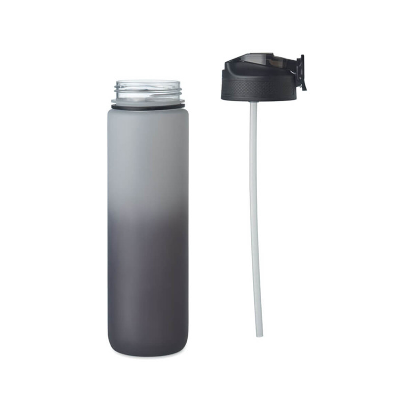 Flaška športna RPET s slamico, časovne oznake, enoročno odpiranje, varnostna zaponka, brez BPA, 1l