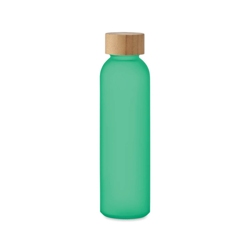 Steklena flaška Abe, zelena, z bambusovim pokrovčkom, 500 ml