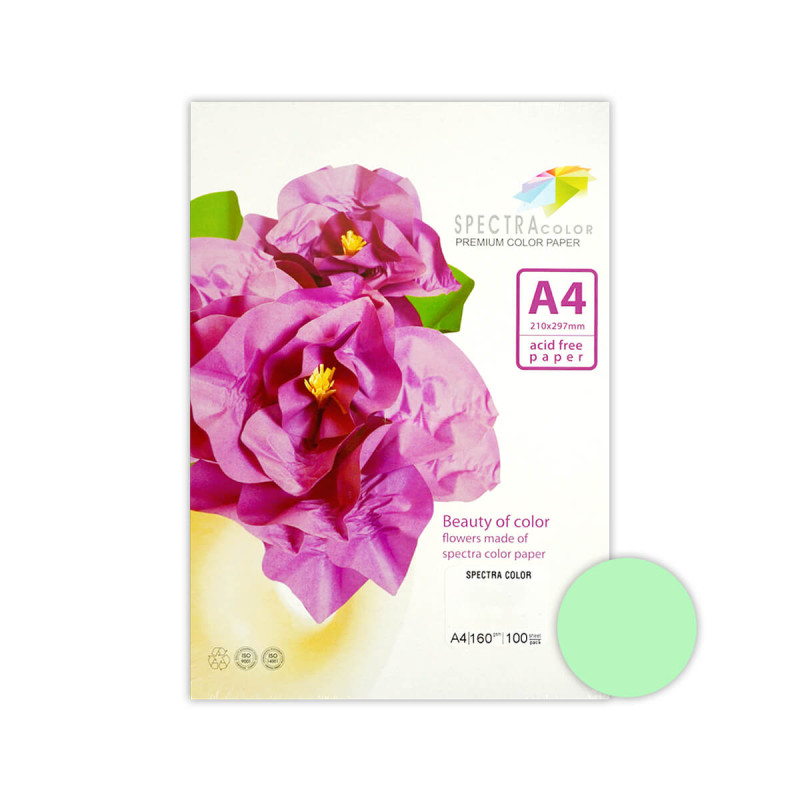 Barvni papir A4 160g svetlo zelen