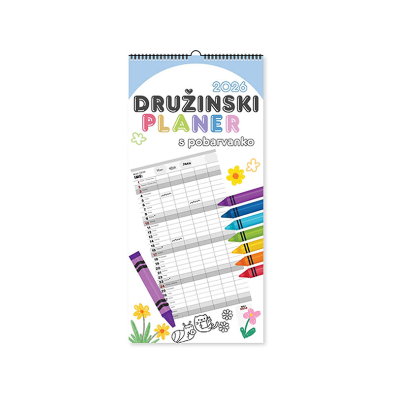 Stenski koledar, Družinski planer 2026, 201255, 29,5 x 27
