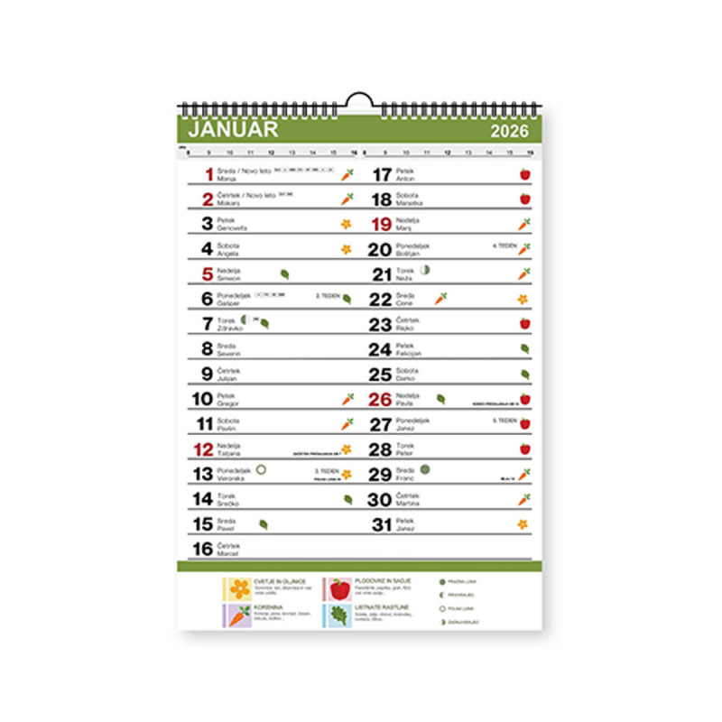 Stenski koledar, Setveni, 2026, 201254, 23 x 38