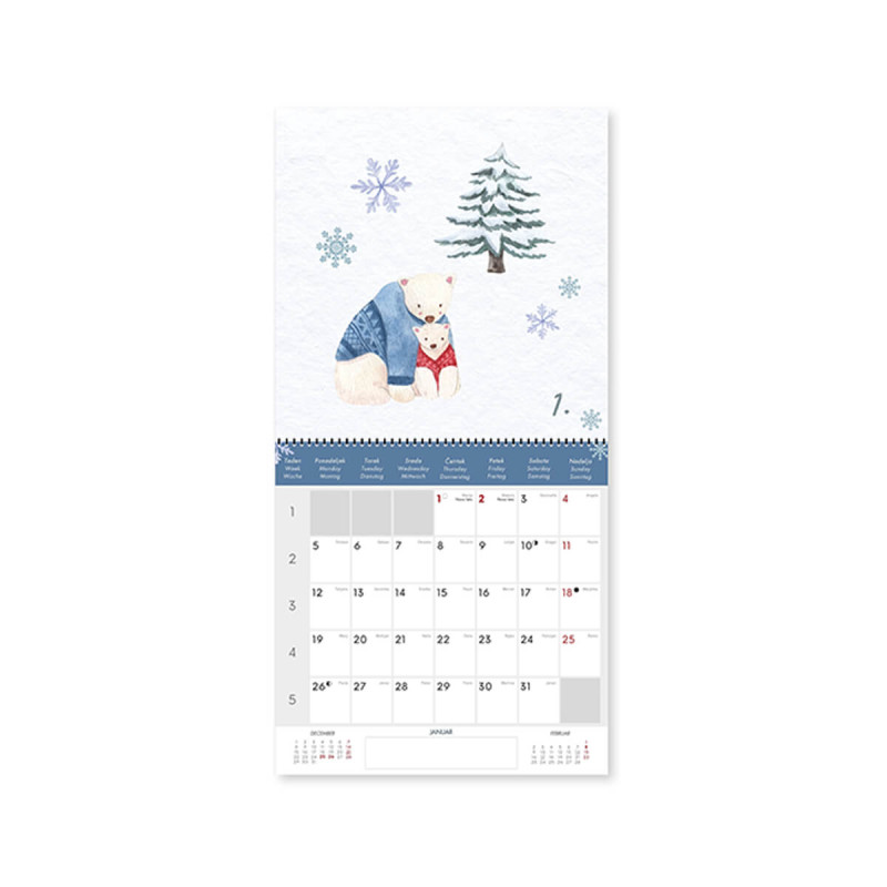 Stenski koledar, Akvarel, 2026, 201210, 30 x 36/67