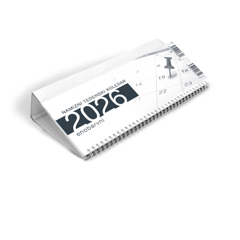 Namizni koledar, ležeči, enobarvni, 2026, 201235,  29,7 x 15