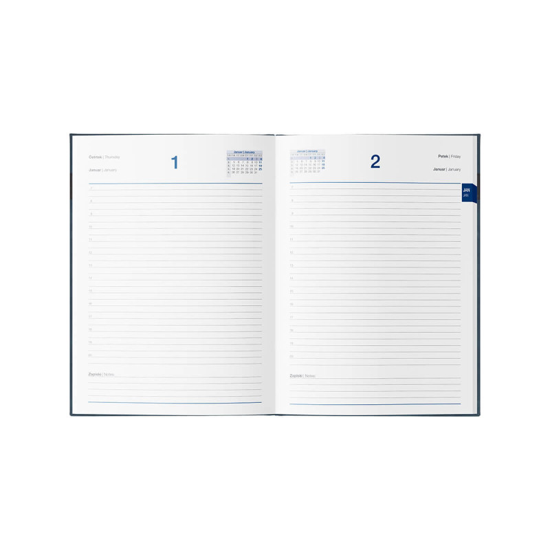 Dnevnik, z datumi, 17,2 x 24,3 cm, črte, 192 strani, 80g beli papir, roza, 2026