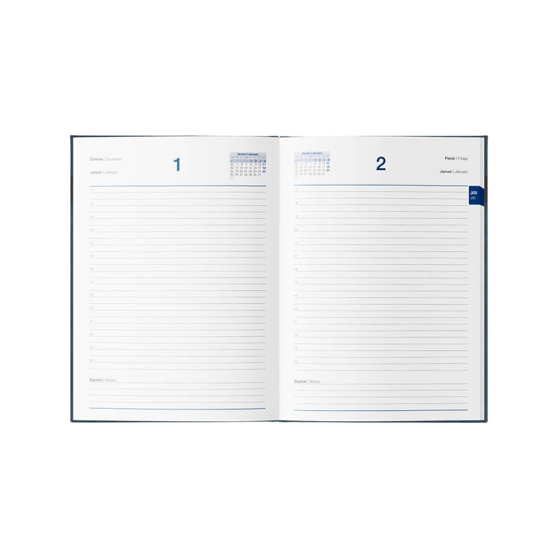 Dnevnik, z datumi, 17,2 x 24,3 cm, črte, 192 strani, 80g beli papir, siv, 2026