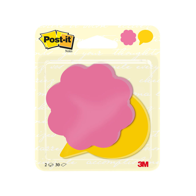 Blok Post It 2030 v obliki rožice in oblaka, v paketu dva blokca
