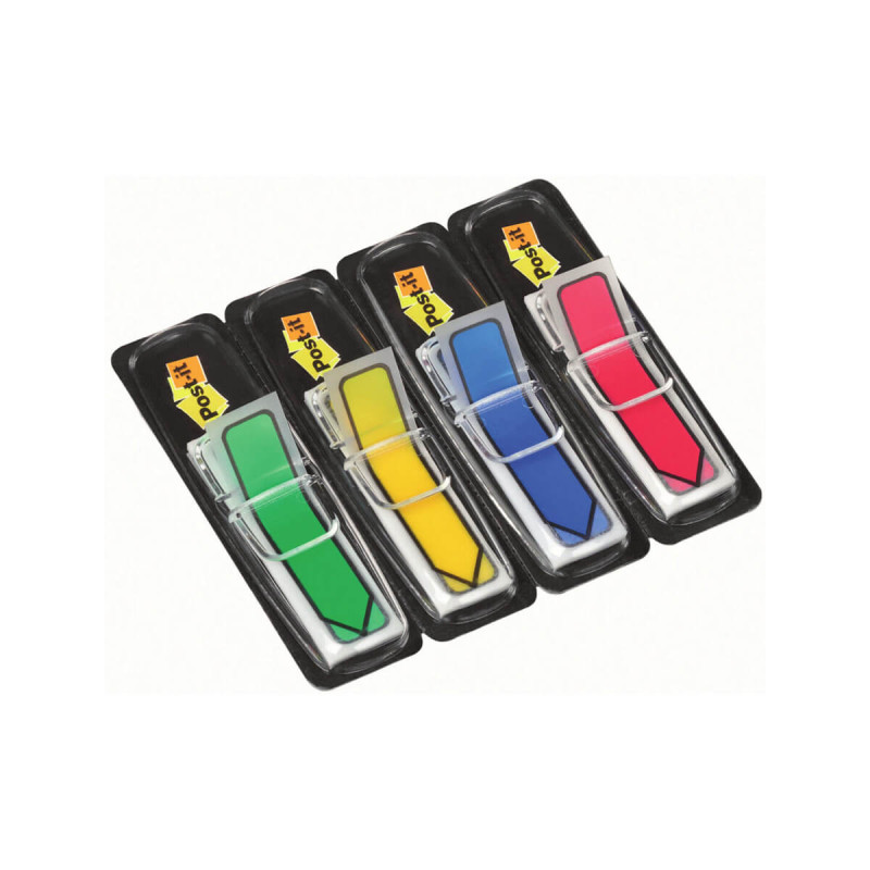 Označevalci, 3M Post-it, 683-4AR, 12x43mm, v obliki puščice, 24 lističev v 4 različnih barvah