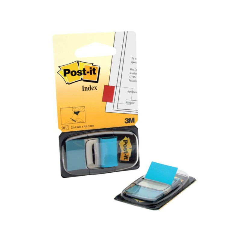 Označevalci, 3M Post-it, 680, 25x43mm, sv.modri, 50 označevalcev