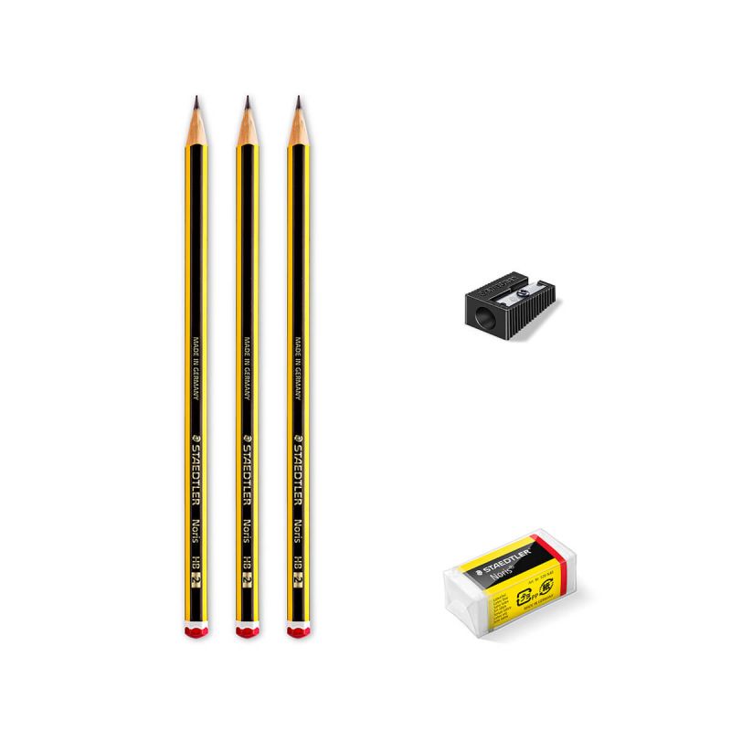 Set, Staedtler, Noris, 3 grafitni svinčniki, šilček in radirka