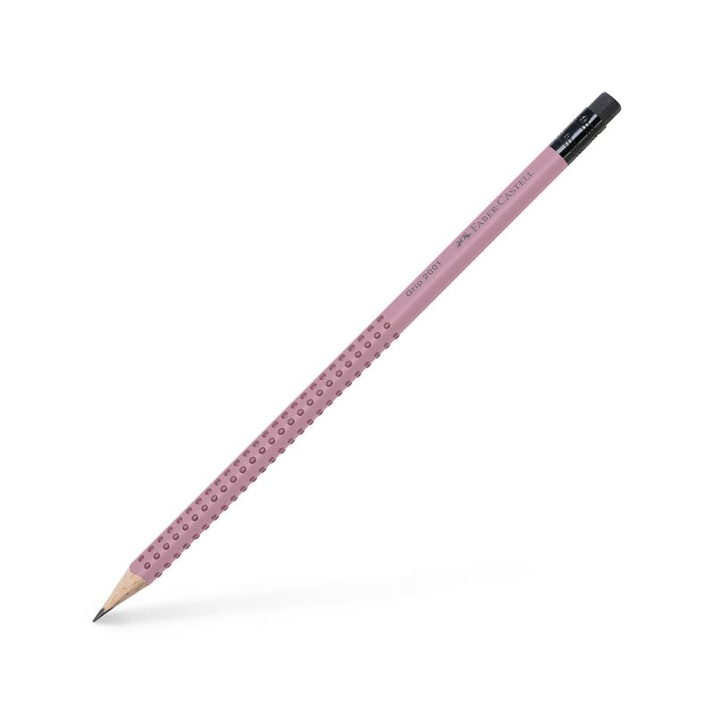 Grafitni svinčnik, Faber castell, Grip, z radirko, dimno roza