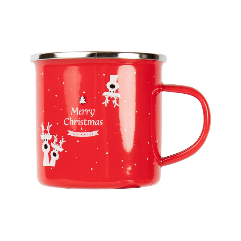 Skodelica retro, emajl, z božičnim motivom, 3,5 dl.