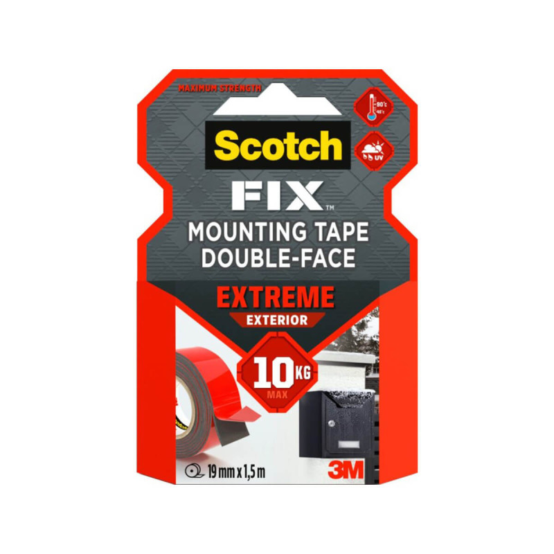 Obojestranski lepilni trak Scotch-Fix, 19mm x 1,5M, montažni Extreme 3M, do 10kg