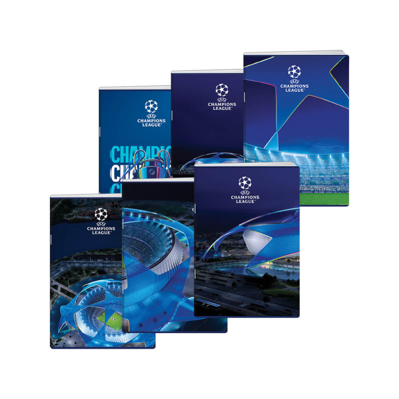 Zvezek, A4, 54-listni, karo 5 mm, različni motivi UEFA Champions League