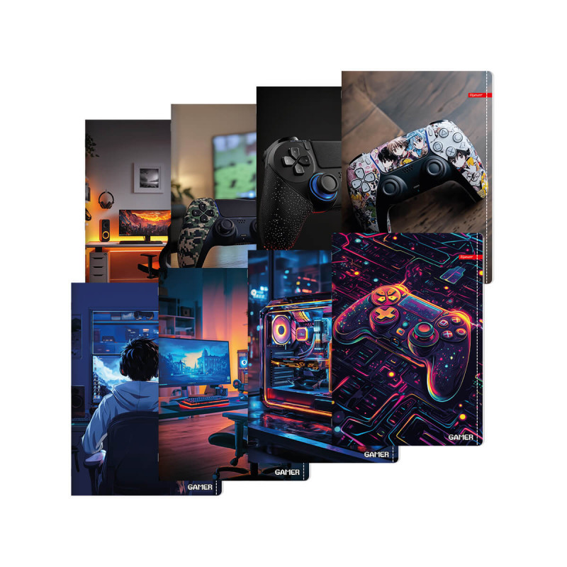 Zvezek A4 52 listni črtan Gamer, sortirani motivi