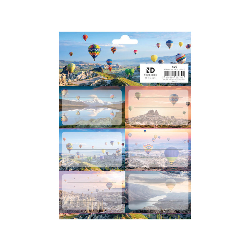 Nalepke za zvezke, New Design, Sky, 18 nalepk