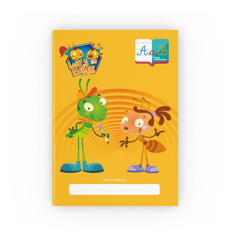 Šolski zvezek, Lili in Bine, A4, latajn ABC z malimi in velikimi pisanimi črkami