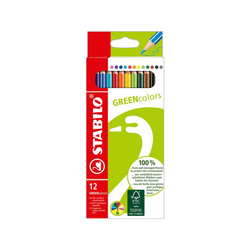 Ergonomske barvice, Stabilo, Green, 12 kos