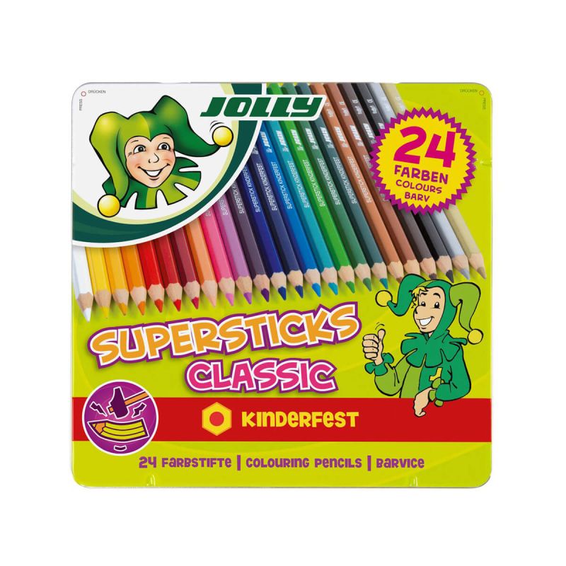 Barvice, Jolly, Kinderfest, 24 kos, v kovinski embalaži