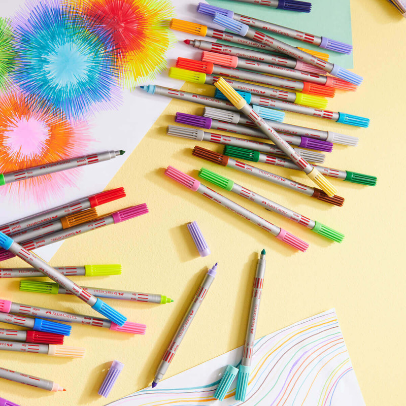 Flomastri, Faber Castell, obojestranski, 10 kos, v kartonski embalaži