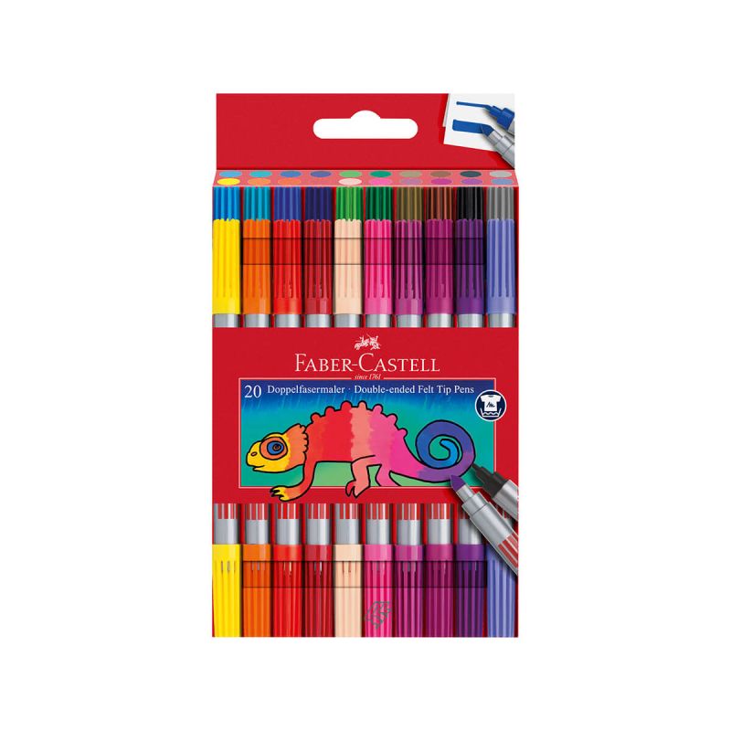 Flomastri, Faber Castell, 20 kos, obojestranski, v kartonski embalaži