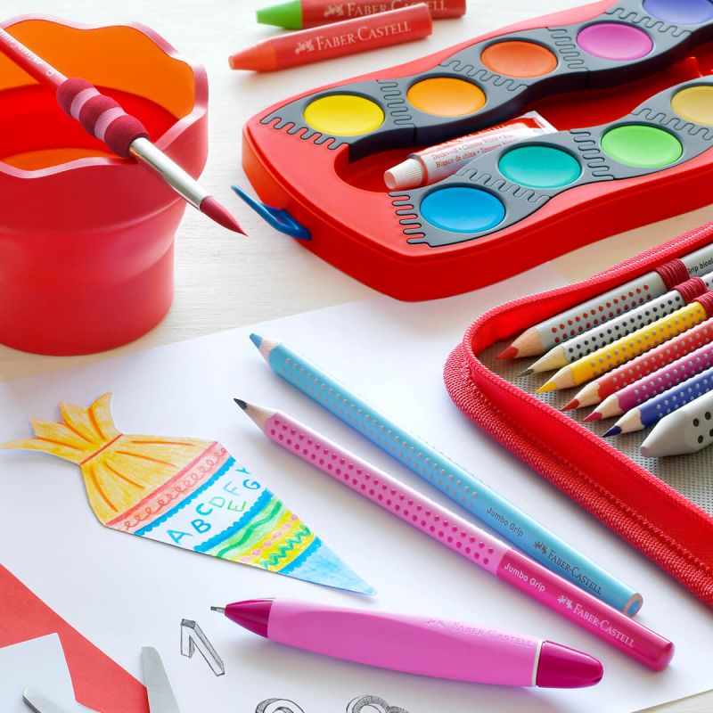 Lonček za čopiče, Faber castell, Click Go, rdeč