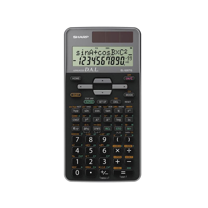 Tehnični kalkulator, Sharp, EL520TGGY, 419 funkcij, 2-vrstični, črno-siv