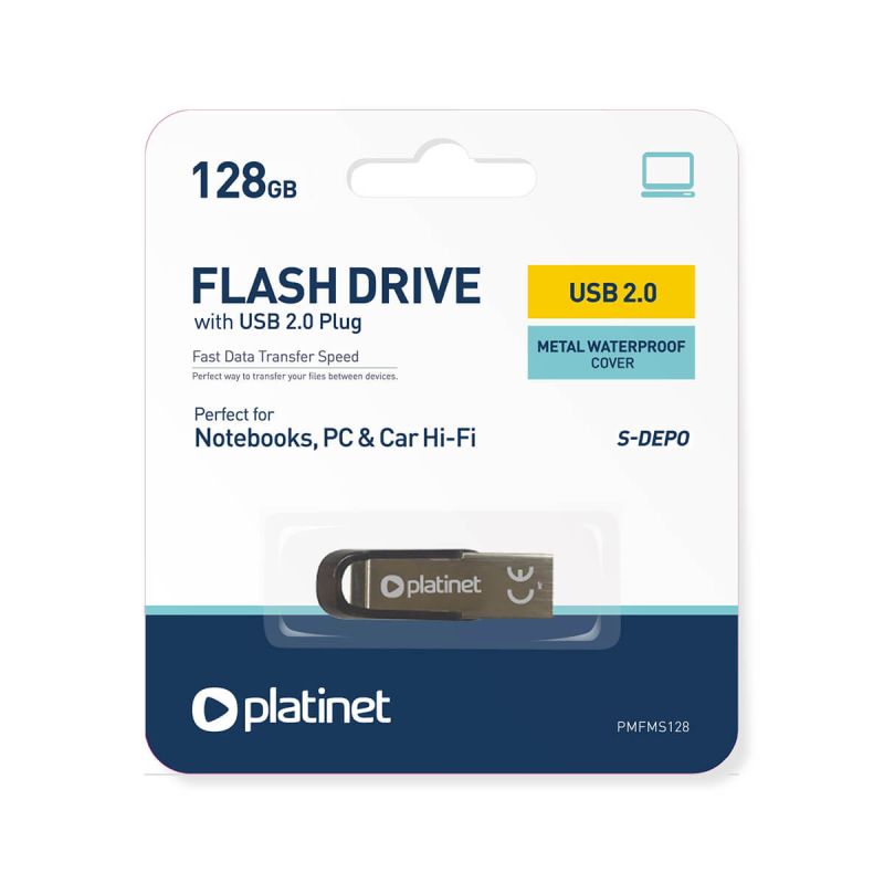 USB ključ, Platinet, S-Depo, 128 GB, vmesnik 2.0, kovinski, vodoodporen