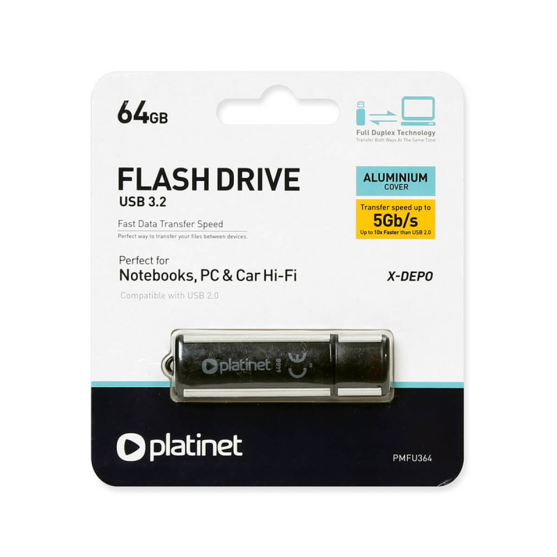 Ključ USB Platinet 64GB. vmesnik 3.2. X-DEPO. črn