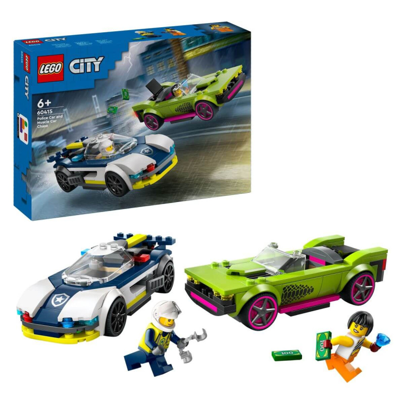LEGO City 60415 Policijski avtomobil in avto z močnim motorjem