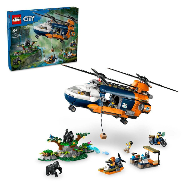 LEGO City 60437 Helikopter v postojanki raziskovalca džungle