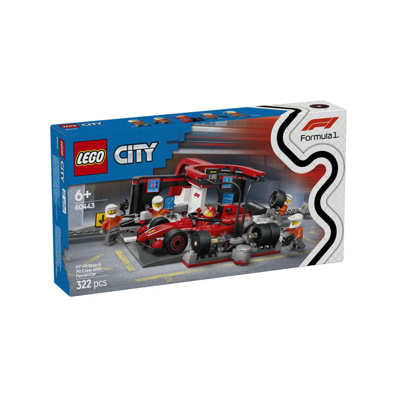 LEGO  City 60443 Servisni boks in mehaniki z avtomobilom Ferrari F1