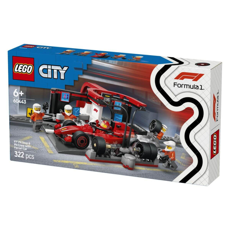 LEGO  City 60443 Servisni boks in mehaniki z avtomobilom Ferrari F1