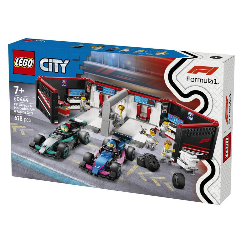 LEGO  City 60444 Avtomehanična delavnica F1 ter dirkalnika Mercedes-AMG in Alpine