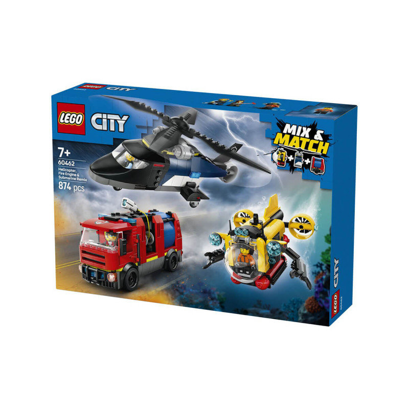 LEGO  City 60462 Remiks helikopter, gasilsko vozilo in podmornica
