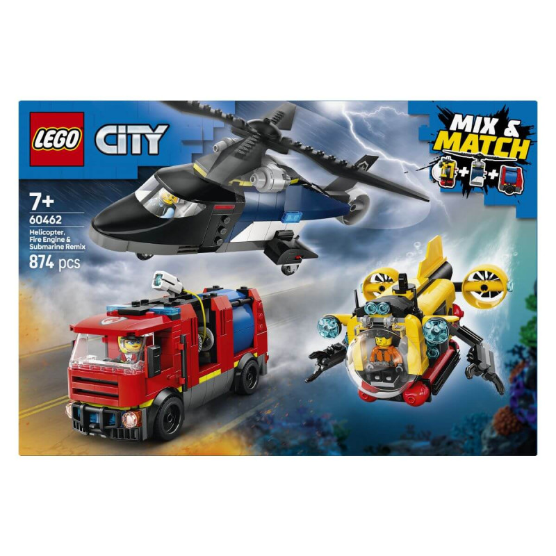 LEGO  City 60462 Remiks helikopter, gasilsko vozilo in podmornica