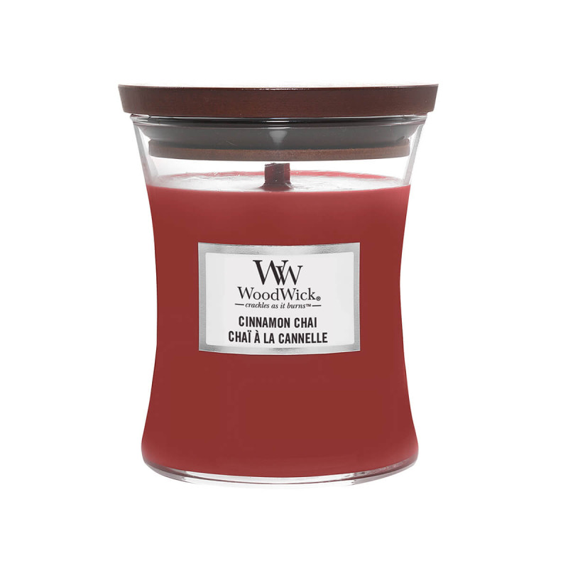 Sveča WoodWick Cinnnamo Chai, srednja
