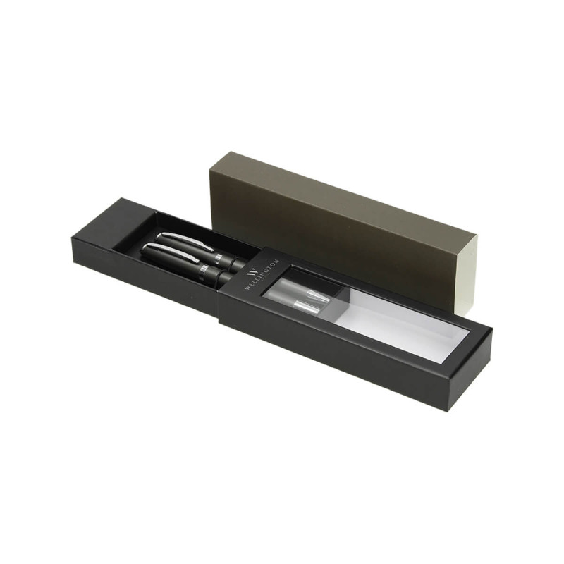 Set pisal TOLEDO, kovinski, kemični in roler v darilni škatli, temno sive barve