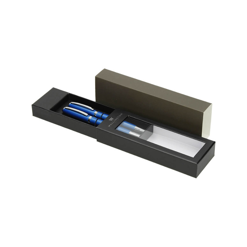 Set pisal TOLEDO, kovinski, kemični in roler v darilni škatli, modre barve