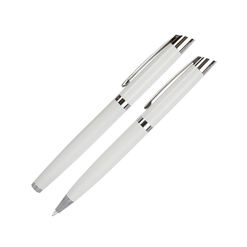 Pisalni set Wellington, vsebuje kemični svinčnik in rollerball, v darilnem pakiranju, bel.