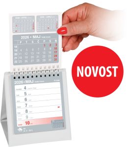 Namizni tedenski koledar Alfa s PVC podstavkom 2026, bel