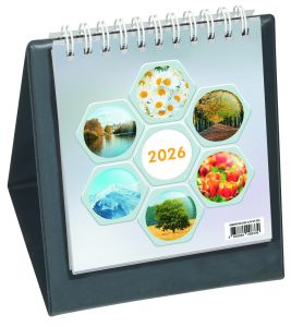 Namizni tedenski koledar Alfa s PVC podstavkom 2026, temno siv