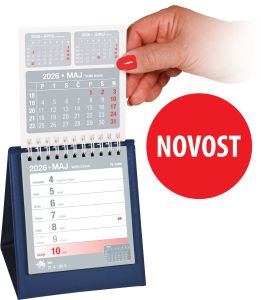 Namizni tedenski koledar Alfa s PVC podstavkom 2026, moder