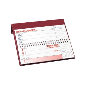 Namizni koledar, špirala, PVC, bordo, 2026