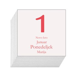 Letni koledar, dnevni, kocka, 2026