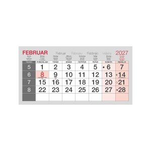 Stenski koledar, 4-mesečni poslovni, špirala, bel, 2027, 201240-0, 30 x 63