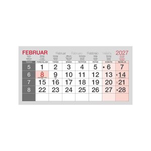 Stenski koledar, 4-mesečni poslovni, lepljen, bel, 2027, 201241-0, 30 x 63