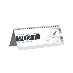 Namizni koledar, pokončni, enobarvni, 2027, 201231,  29,7 x 15