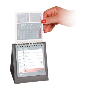 Namizni tedenski koledar Alfa s PVC podstavkom, 2027, temno siv