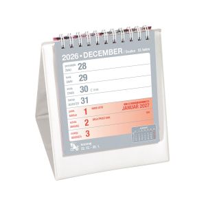 Namizni tedenski koledar Alfa s PVC podstavkom, 2027, bel